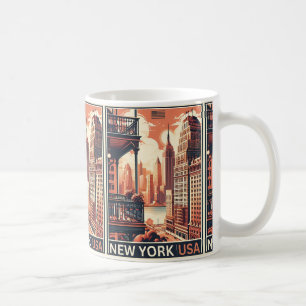 Gebouwen in New York City Vintage balkon uitzicht Koffiemok