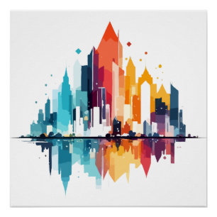 Gebouwen Landschap Moderne wolkenkrabbers Stadslev Perfect Poster