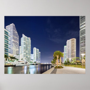 Gebouwen langs de rivier de Miami Poster