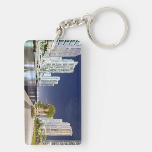 Gebouwen langs de rivier de Miami Sleutelhanger (achterkant)