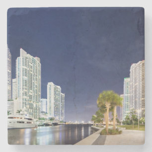 Gebouwen langs de rivier de Miami Stenen Onderzetter
