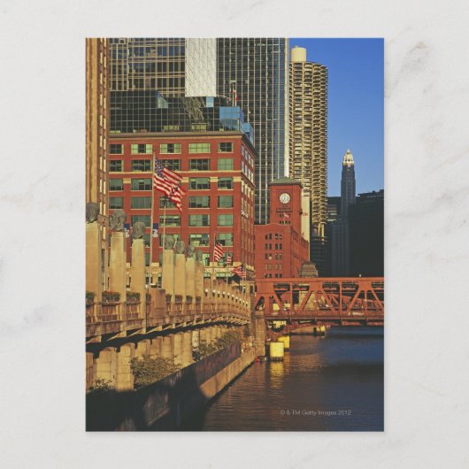 Gebouwen langs de rivier in Chicago van de Briefkaart (Voorkant)
