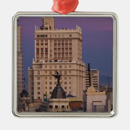 Gebouwen langs Gran Via en Edificio Espana Metalen Ornament (Voorkant)