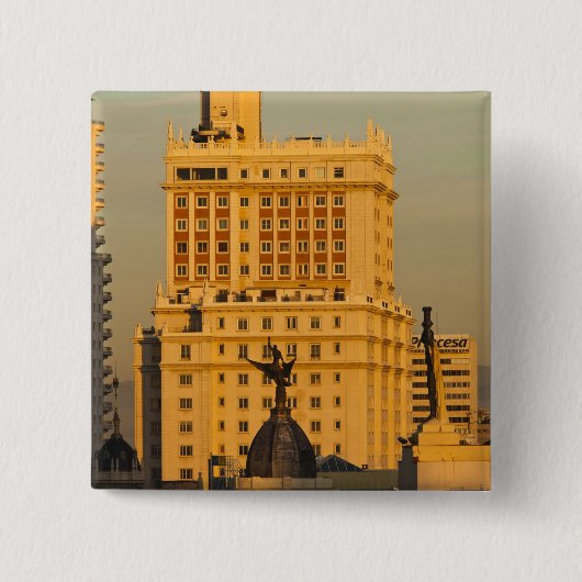 Gebouwen langs Gran Via en Edificio Espana Vierkante Button 5,1 Cm (Voorkant)