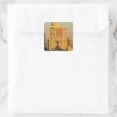 Gebouwen langs Gran Via en Edificio Espana Vierkante Sticker (Tas)