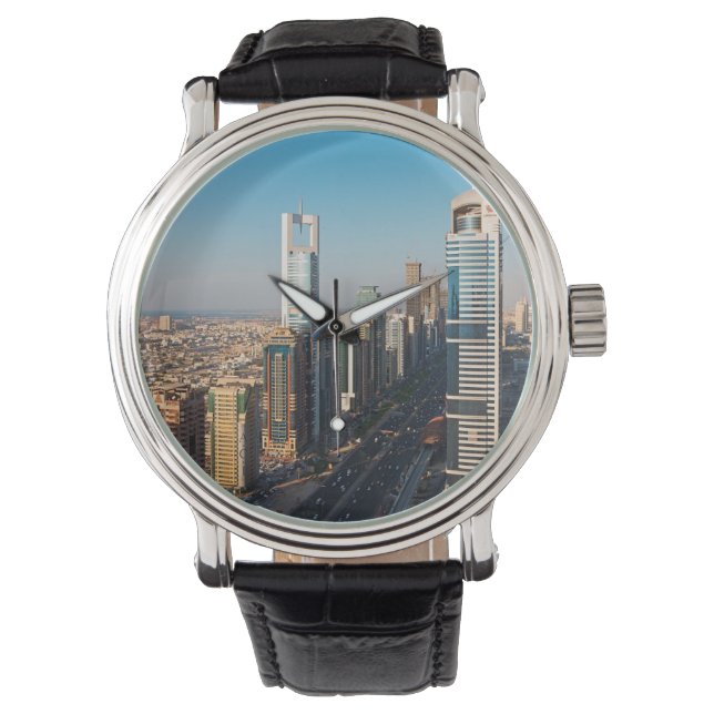 Gebouwen langs Sheikh Zayed Road, Dubai Horloge (Voorkant)
