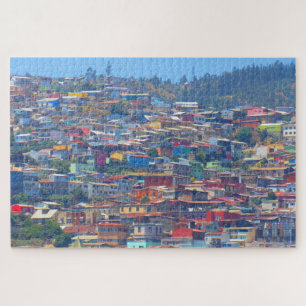 gebouwen met valparaiso - kleur legpuzzel