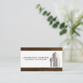 Gebouwen Metallic Logo | houtversiering Visitekaartje (Staand voorkant)