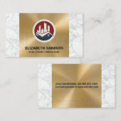 Gebouwen onroerend goed | Goud metaal | Marmer Visitekaartje (Voorkant / Achterkant)