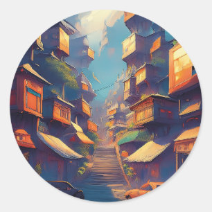 Gebouwen Ronde Sticker