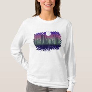 Gebouwen 's nachts ontstoken t-shirt