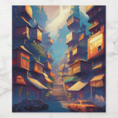 Gebouwen Wijn Etiket (Enkel label)