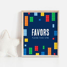 Gebouwstenen Verjaardag gunsten teken Poster