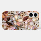 Gebrand Glas Bloemen iPhone Hoesje Pastel Goud Lux (Achterkant (horizontaal))