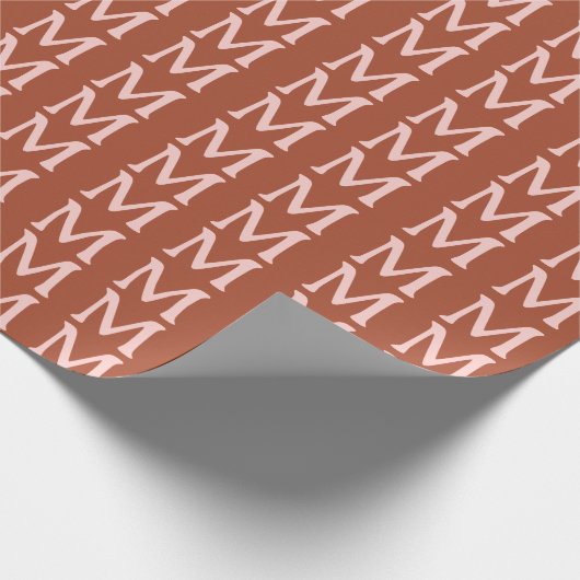 Gebrand Sinaasappel Custom Monogram Cadeaupapier (Hoek)