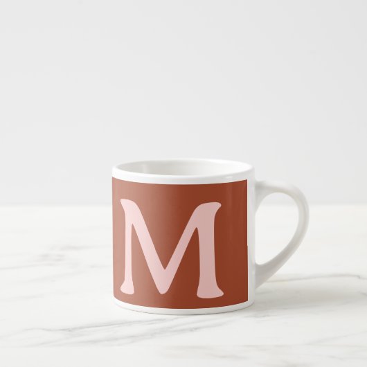 Gebrand Sinaasappel Custom Monogram Espresso Kop (Rechts)