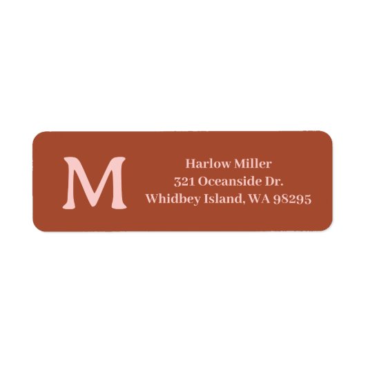 Gebrand Sinaasappel Custom Monogram Etiket (Voorkant)