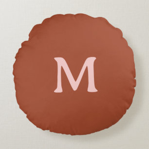 Gebrand Sinaasappel Custom Monogram Rond Kussen