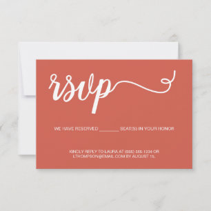 Gebrand Sinaasappel Eenvoudig Script RSVP zonder m Kaartje
