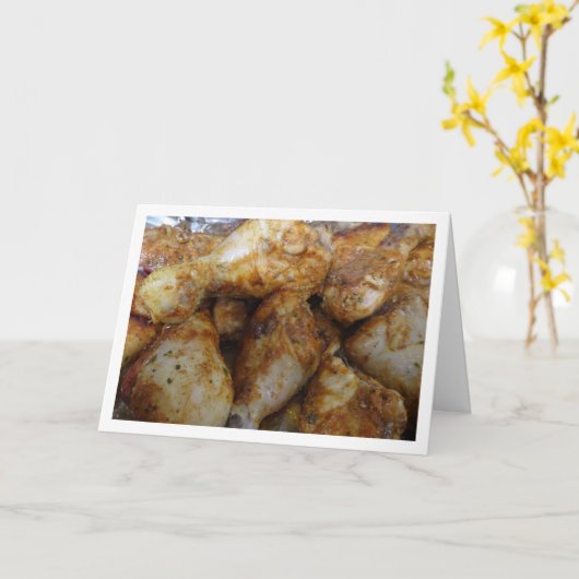 Gebrande barbecuekip kaart (Gele Bloem)