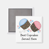 Gebrande Cupcakes met Schattige Tekst Magneet (Voorkant / Achterkant)