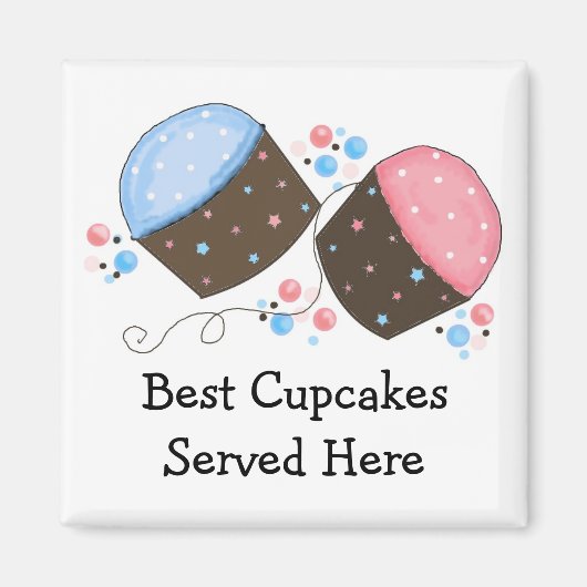 Gebrande Cupcakes met Schattige Tekst Magneet (Voorkant)