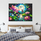 Gebrande Glas Kleine Fee Met Libel Canvas Afdruk (Insitu (Slaapkamer))