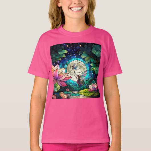 Gebrande Glas Kleine Fee Met Libel T-shirt (Voorkant)