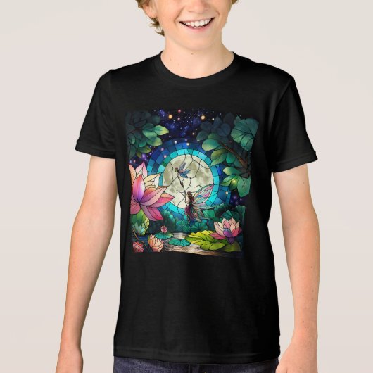 Gebrande Glas Kleine Fee Met Libel Tri-Blend Shirt (Voorkant)