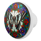 Gebrande Glas Zebra Swallowtail Vlinder Keramische Knop (Rechts)
