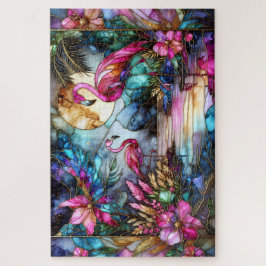 Gebrande Glazen Flamingo Maantuin Legpuzzel
