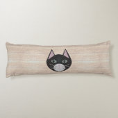 Gebrande glazen zwarte kat, beige lichaamskussen (Achterkant)