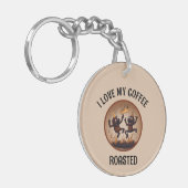 Gebrande koffie Acryl Sleutelhanger (Voorkant Links)