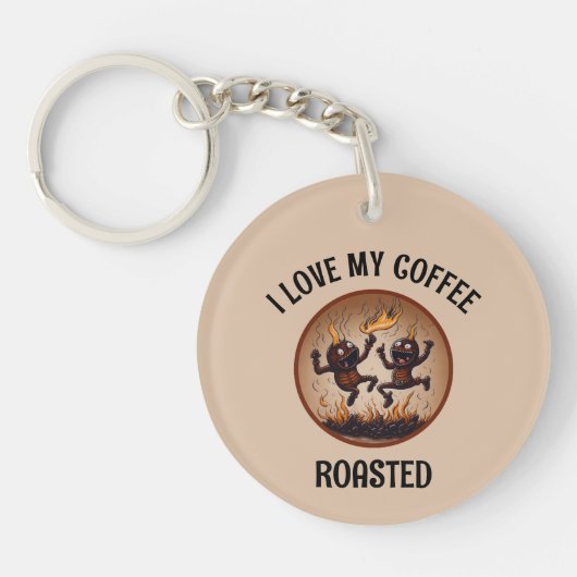 Gebrande koffie Acryl Sleutelhanger (Voorkant)