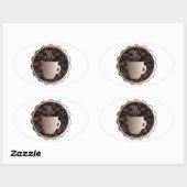 Gebrande koffiebeker ovale sticker (Vel)