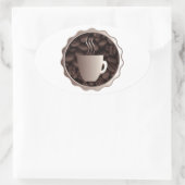 Gebrande koffiebeker ovale sticker (Tas)
