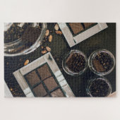 gebrande koffiebonen en donkerchocolade legpuzzel (Horizontaal)