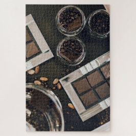 gebrande koffiebonen en donkerchocolade legpuzzel