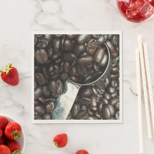 gebrande koffiebonen met een zilverfilm servetten (Insitu)