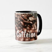 Gebrande koffiebonen met zilveren scoop foto mok (Voorkant rechts)