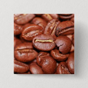 gebrande koffiebonen vierkante button 5,1 cm