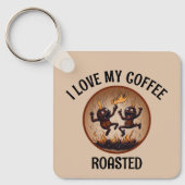 Gebrande koffiemetaal sleutelhanger (Voorkant)