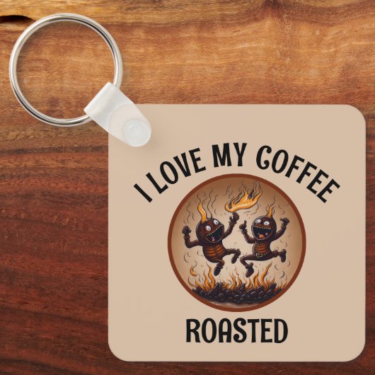 Gebrande koffiemetaal sleutelhanger (Voorkant)