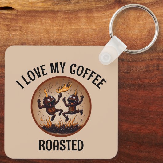 Gebrande koffiemetaal sleutelhanger (Achterkant)