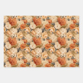 gebrande oranje bruine beige bloemen inpakpapier vel (Voorkant 2)