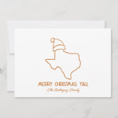 Gebrande Oranje Lijn Kunst Kerstman Texas Feestdagenkaart (Voorkant)
