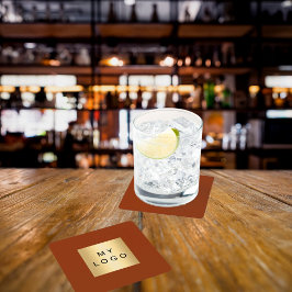 Gebrande oranje terracotta bedrijfslogo kartonnen onderzetters