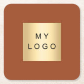 Gebrande oranje terracotta bedrijfslogo kartonnen onderzetters (Voorkant)