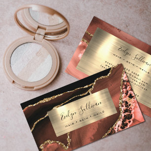 Gebrande Sienna Brown Gold Foil Agaat Visitekaartj Visitekaartje