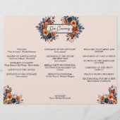 Gebrande Sinaasappel en Navy Floral Rozen Wedding  Flyer (Achterkant)